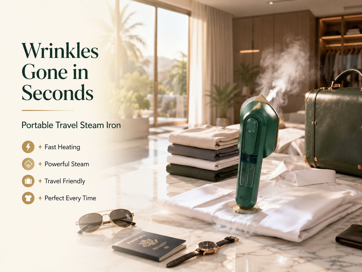 Portable Travel Steam Iron | Fast Heating Handheld Clothes Steamer for Home & Travel
