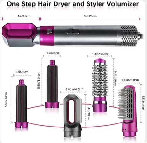 5-in-1 Hair Styling Tool | Hot Air Brush, Hair Dryer & Volumizer for Salon-Quality Styling at Home